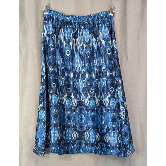 Her Destiny Midi Maxi Skirt Women's Petite PXL White/Blue Elastic Tie Waist Boho - Picture 1 of 12